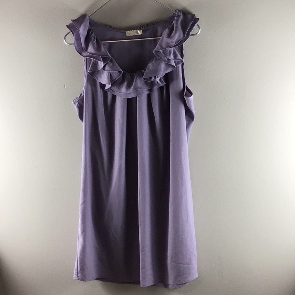 Anthropologie Purple Ruffle Mini Dress